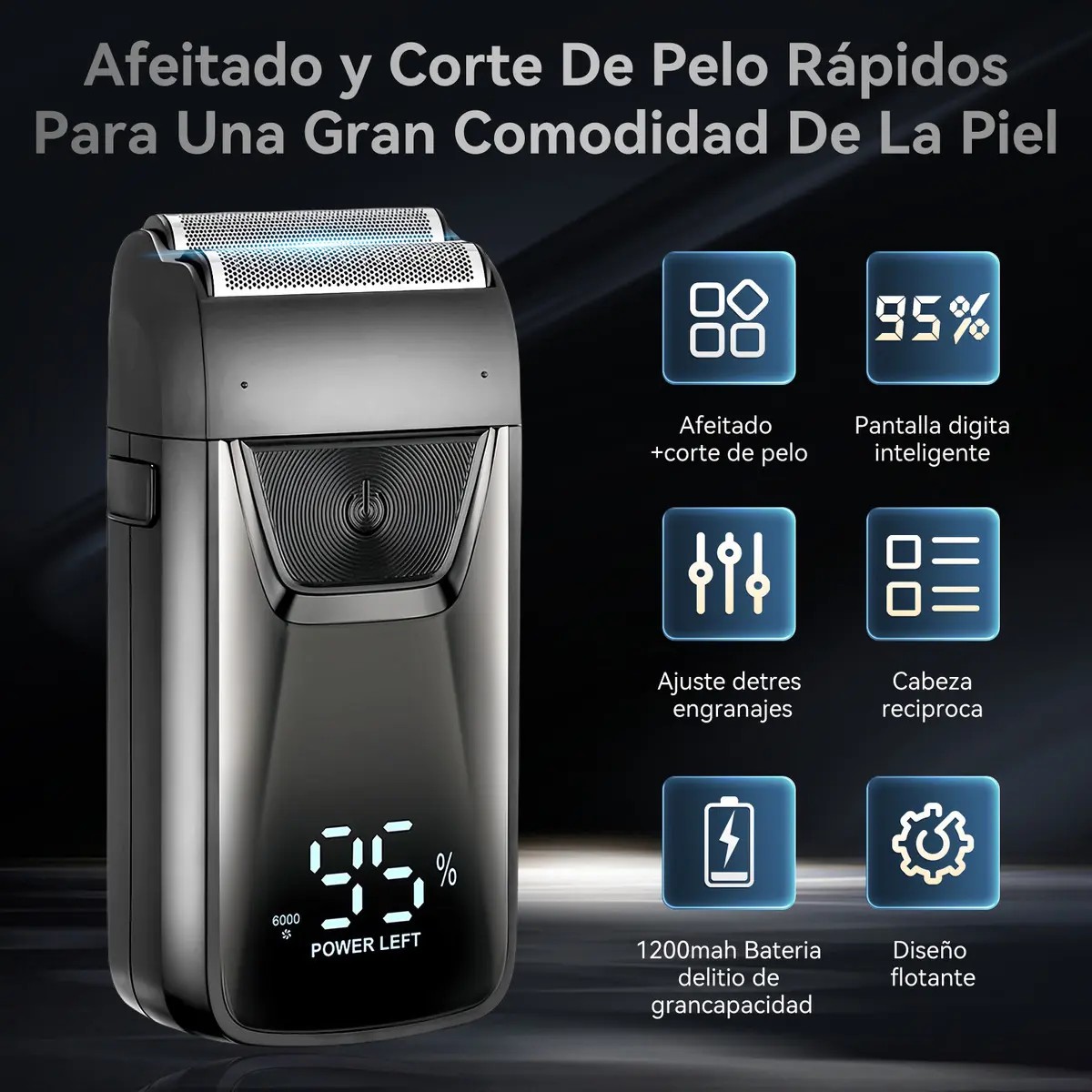 Rasuradora El&eacute;ctrica Recargable Afeitadora Para Barba negra image number null