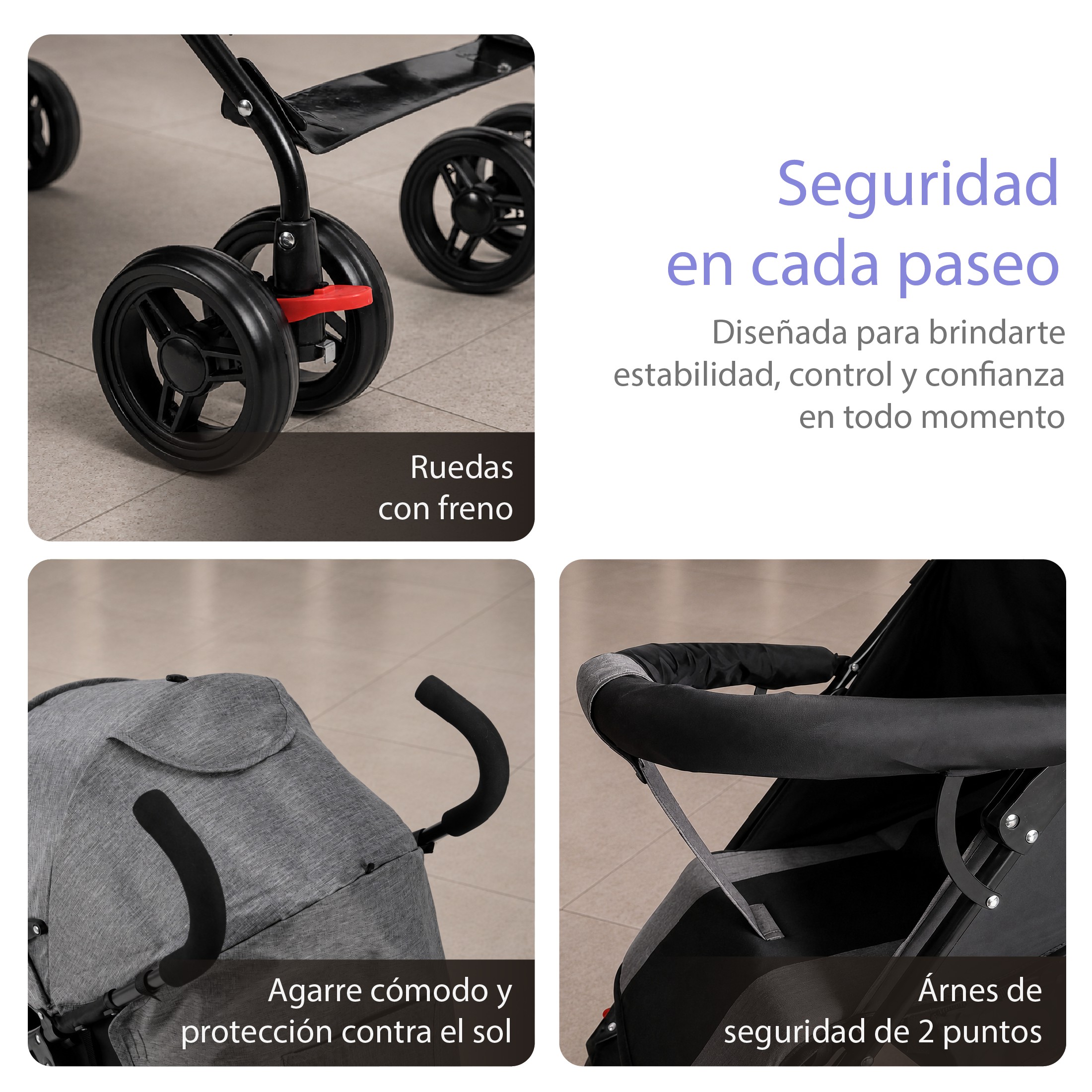 Carriola YEI Gris Bast&oacute;n con Asiento Reclinable Reposapi&eacute;s Ajustable y Dise&ntilde;o Plegable image number null