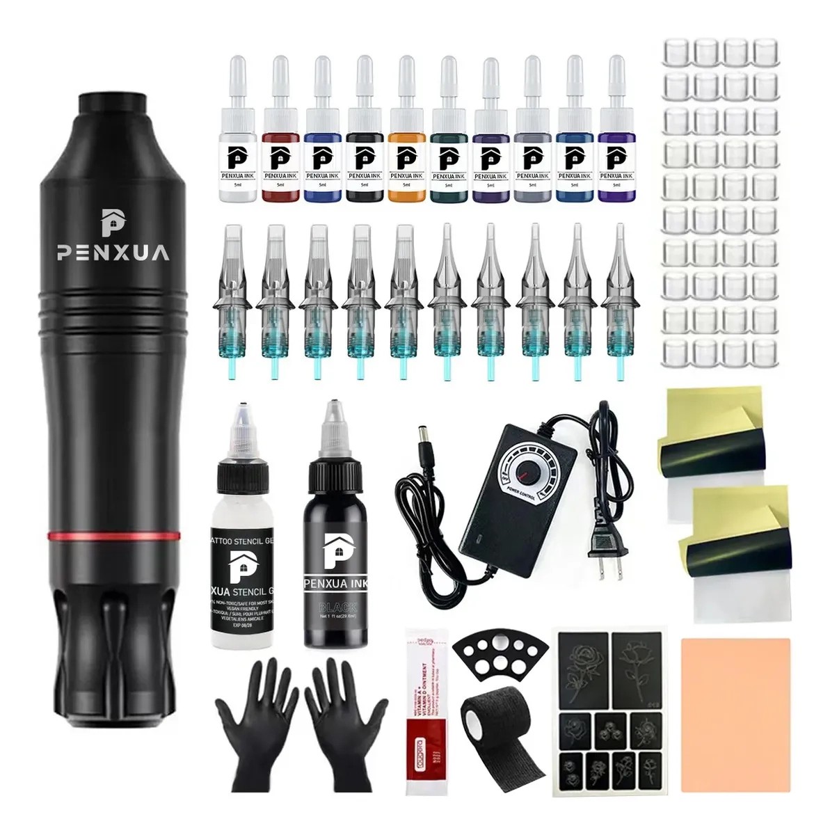 PENXUA Kit Completo de M&aacute;quina de Tatuaje Rotativa image number null