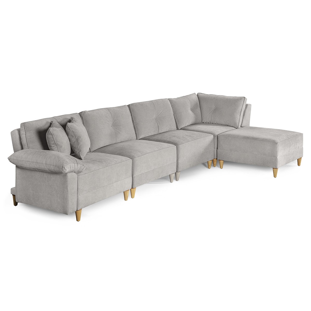 Sala de 5 mod&uacute;los Makora Maristella con Memory Foam, Color Gris Claro Chenille, Respaldo Reclinable de 3 Posiciones image number null