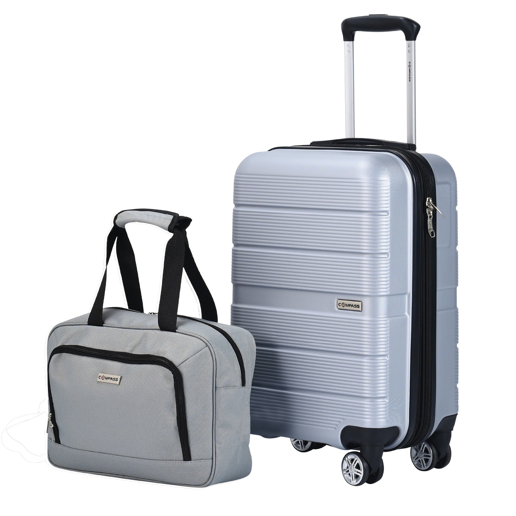 Maleta Compass Chicago 20" Carry On con Neceser Plateada, Expandible y Ruedas 360&deg; image number null