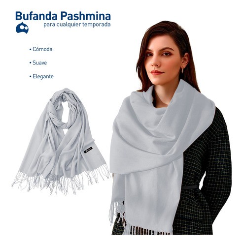 Bufanda Cuellera Pashmina Palestina De Invierno Para Mujer Color Gris. image number null
