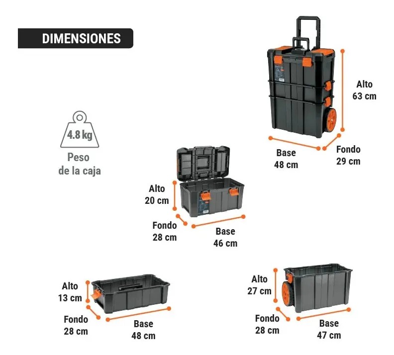 Caja Para Herramientas 19 X25 3 En 1 Desmontable Truper CHP-1925R Color Negro image number null