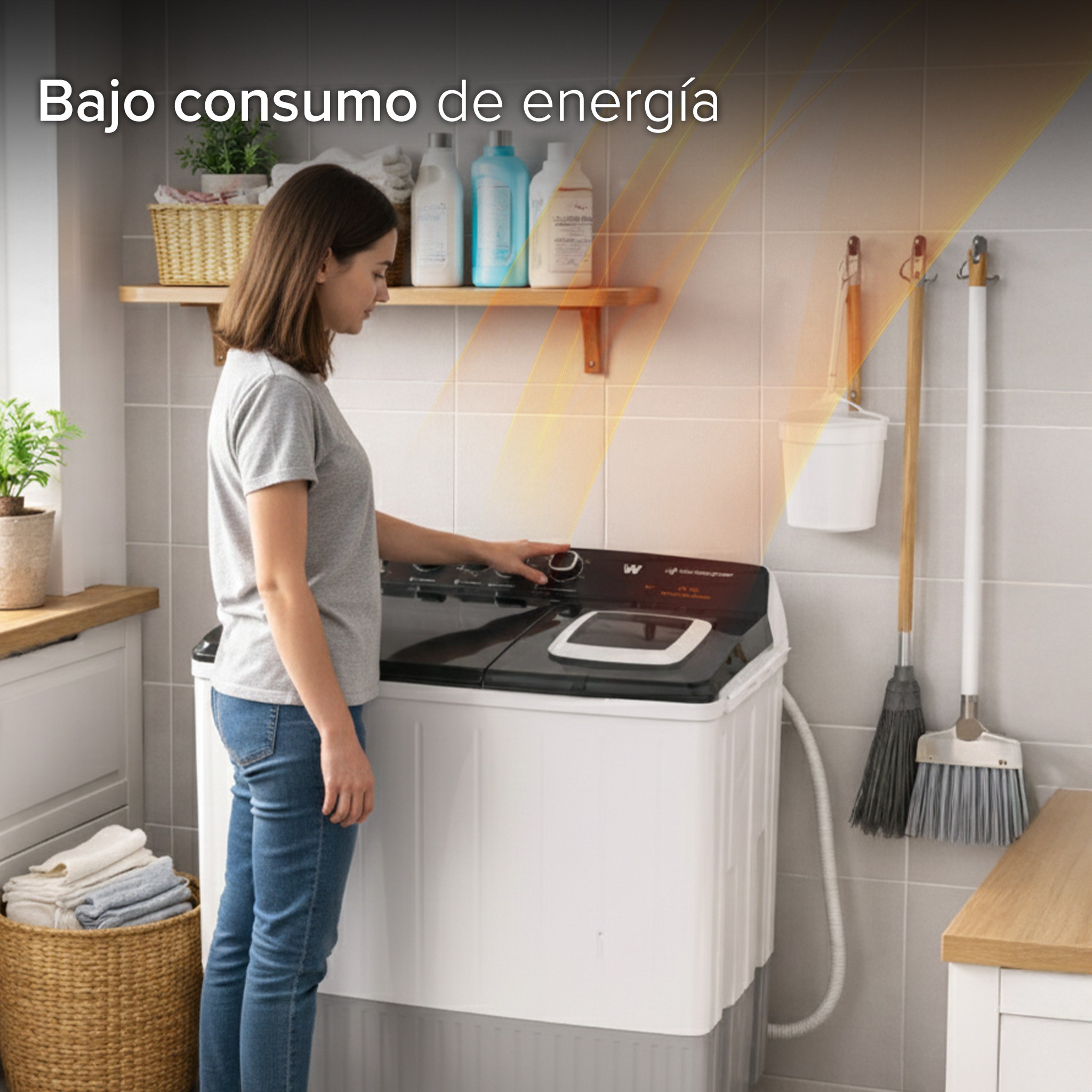 Lavadora doble tina | 19 kg White Westinghouse 4 niveles de agua 4 perillas de control Bajo consumo de energ&iacute;a image number null