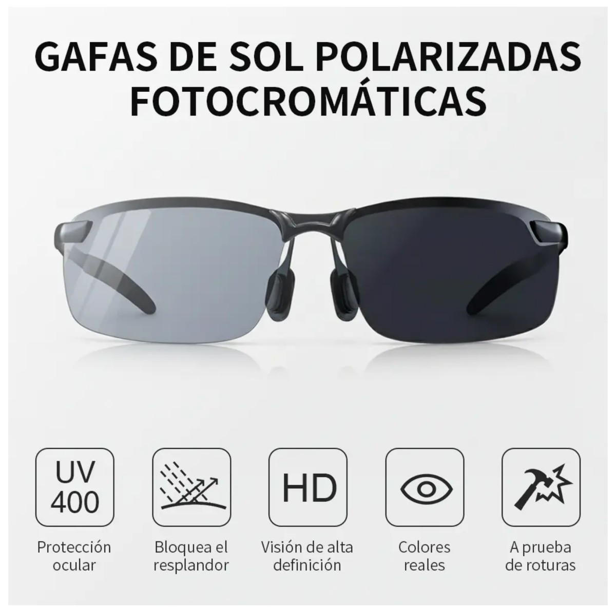 Lentes Polarizados Gafas Sol Fotocr&oacute;micas Protecci&oacute;n Uv Negro image number null