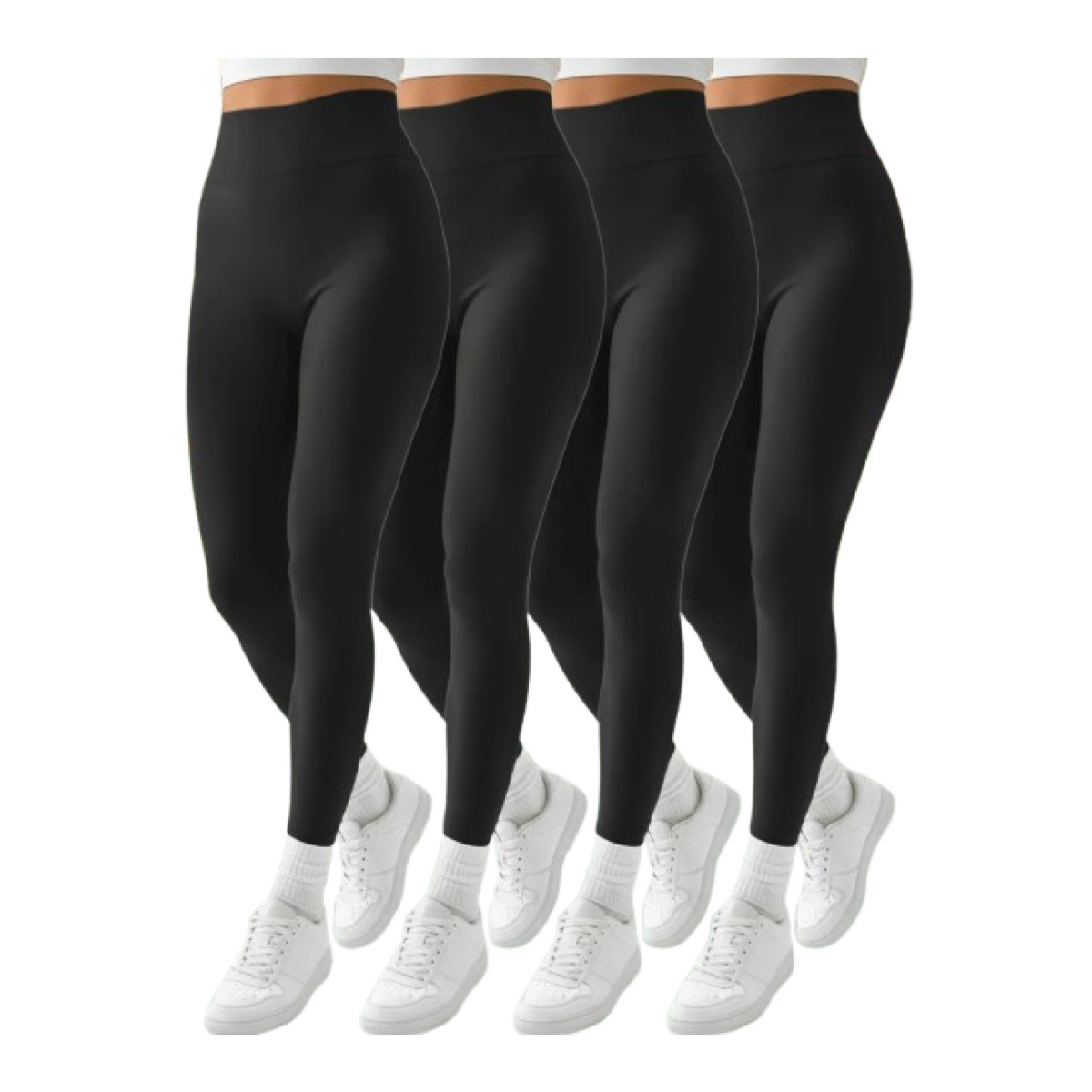 Set 4 Mallones Mujer T&eacute;rmico Stretch Leggins Mayon Mallas Negro Unitalla image number null