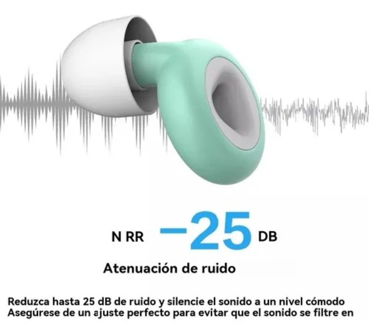 2pcs Tapones Dormir Para O&iacute;dos Con Reducci&oacute;n De Ruido 25db Verde con Blanco image number null