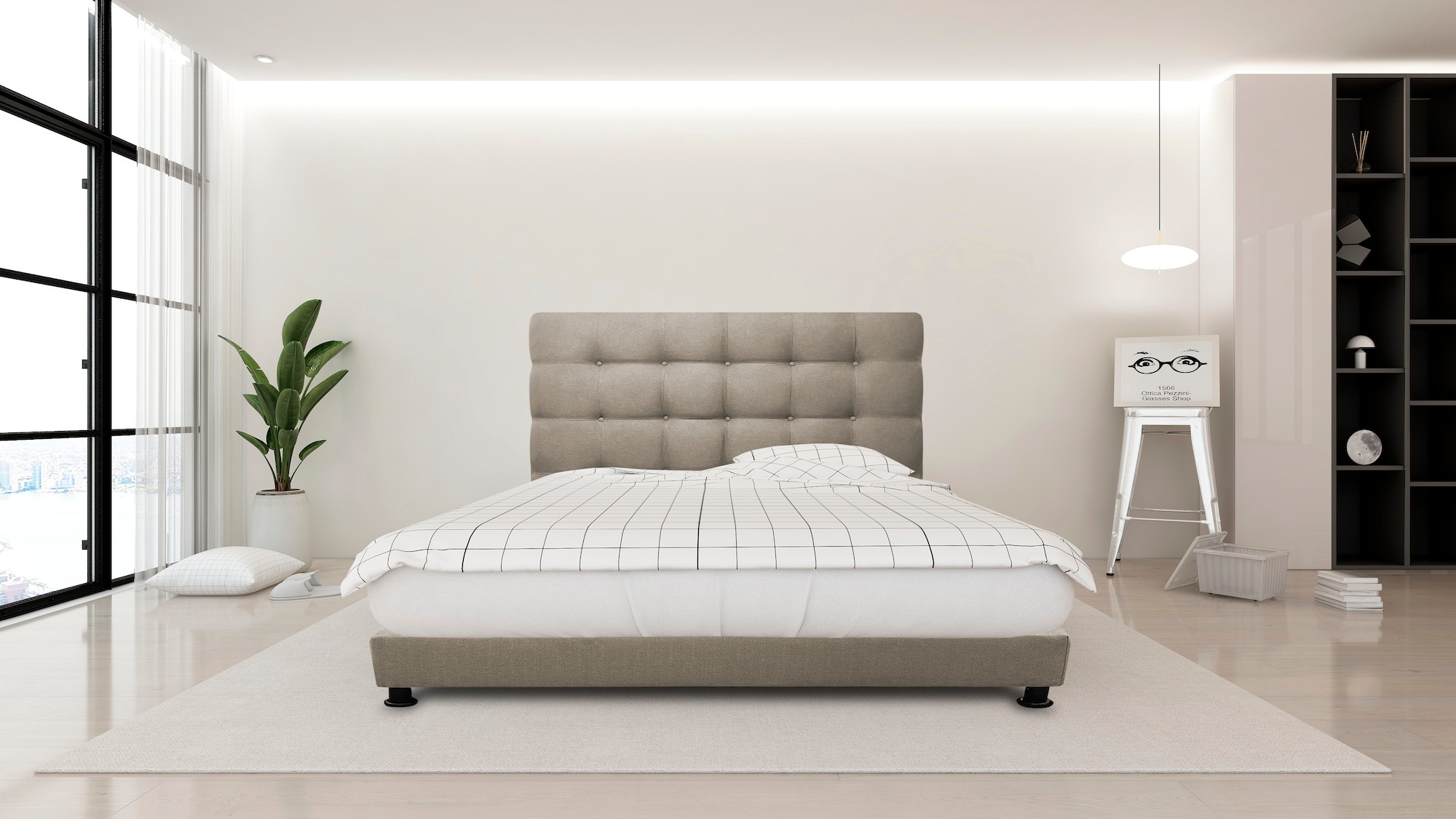 Cabecera El Bazar Store Linq King Size Beige, Ajuste de altura image number null