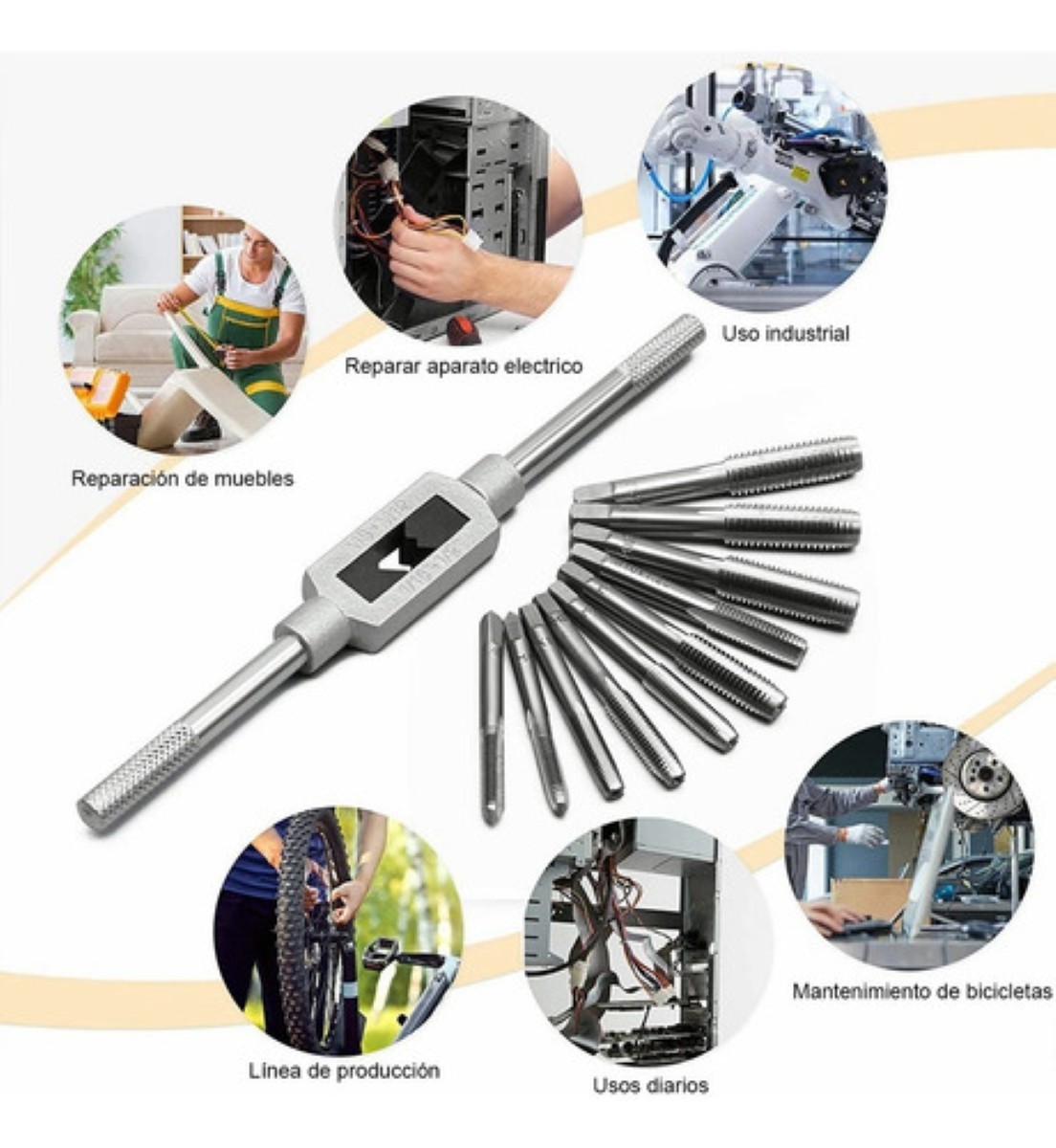 Kit De Machuelos Con Maneral Broca Tipo Matraca Ajustable gris image number null