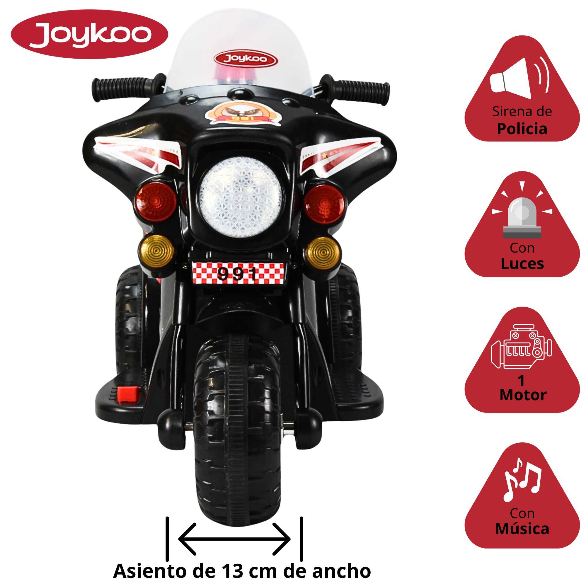 Moto Montable El&eacute;ctrica para Ni&ntilde;os Luces y Sonido Bateria 6v - Negro image number null