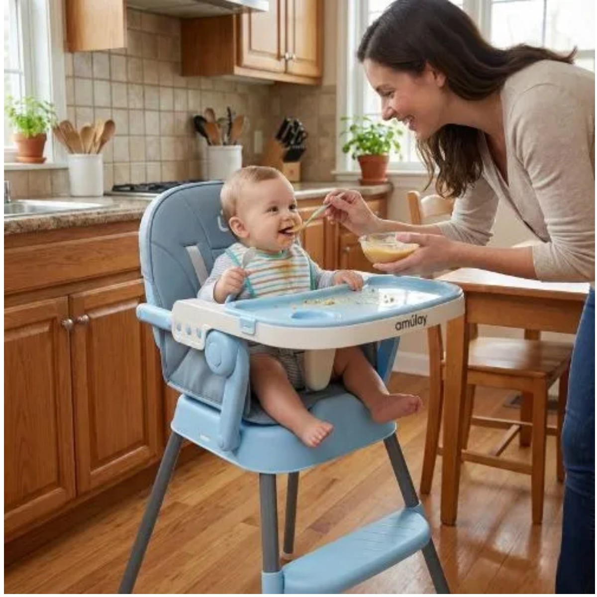 Silla Periquera Para Bebe Alta Plegable Portatil 3 En 1 Color Azul image number null