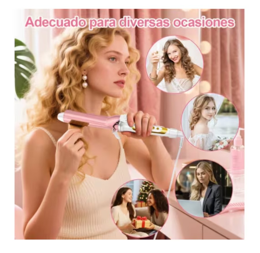 Rizadora Autom&aacute;tica De Cabello 32mm Cer&aacute;mica color rosa image number null
