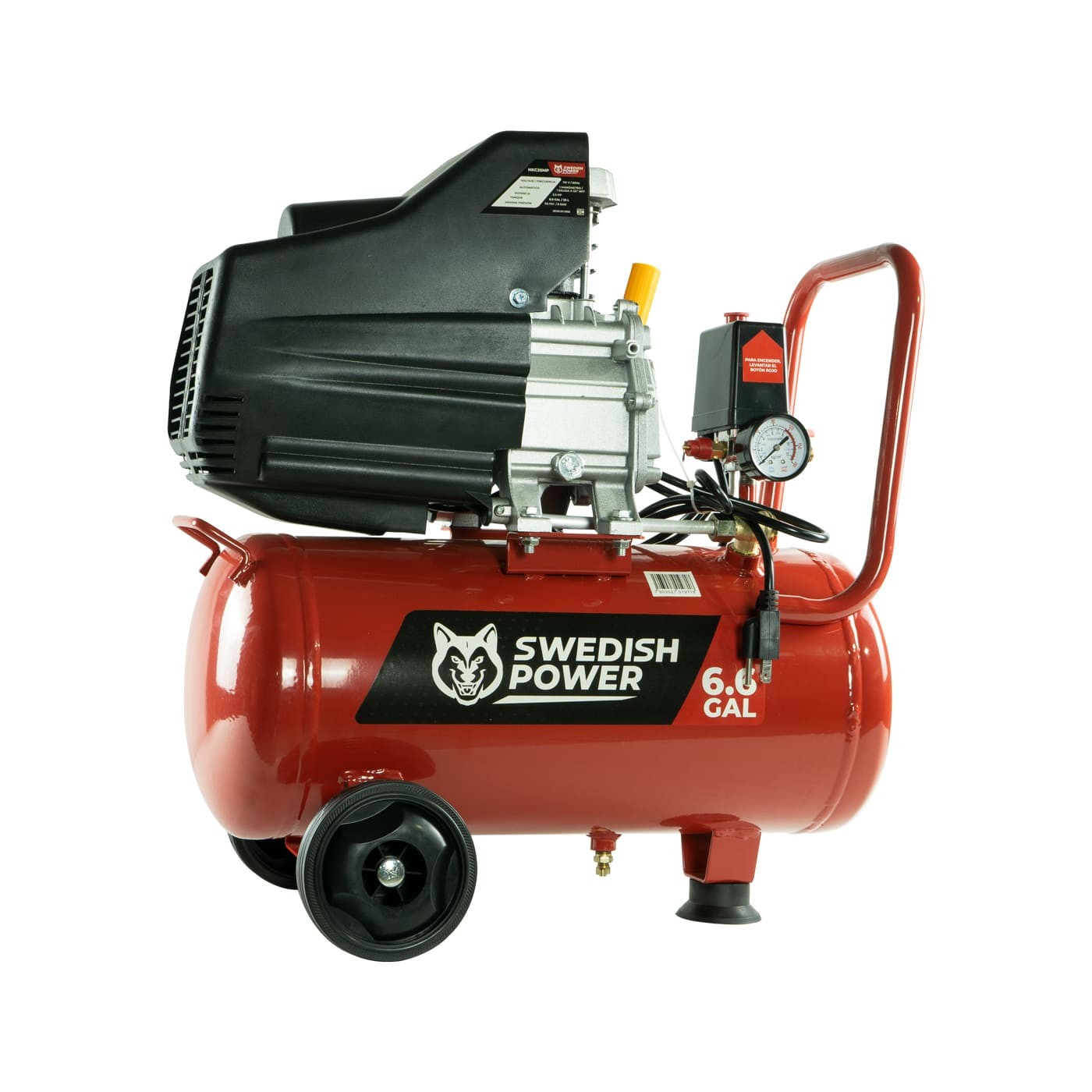 COMPRESOR DE AIRE ELECTRICO SWEDISH HUSKY POWER 25 LITROS 2.5 HP C/MANGUERA Y PISTOLA - HKC25MP image number null