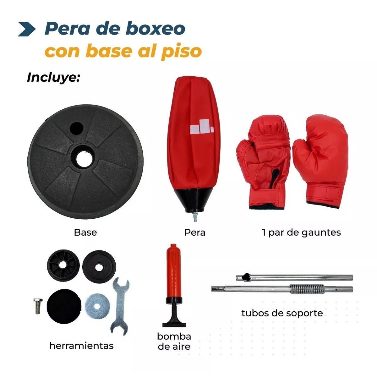 Pera Saco Boxeo Con Base + Guantes De Box + Bomba Box Pro image number null