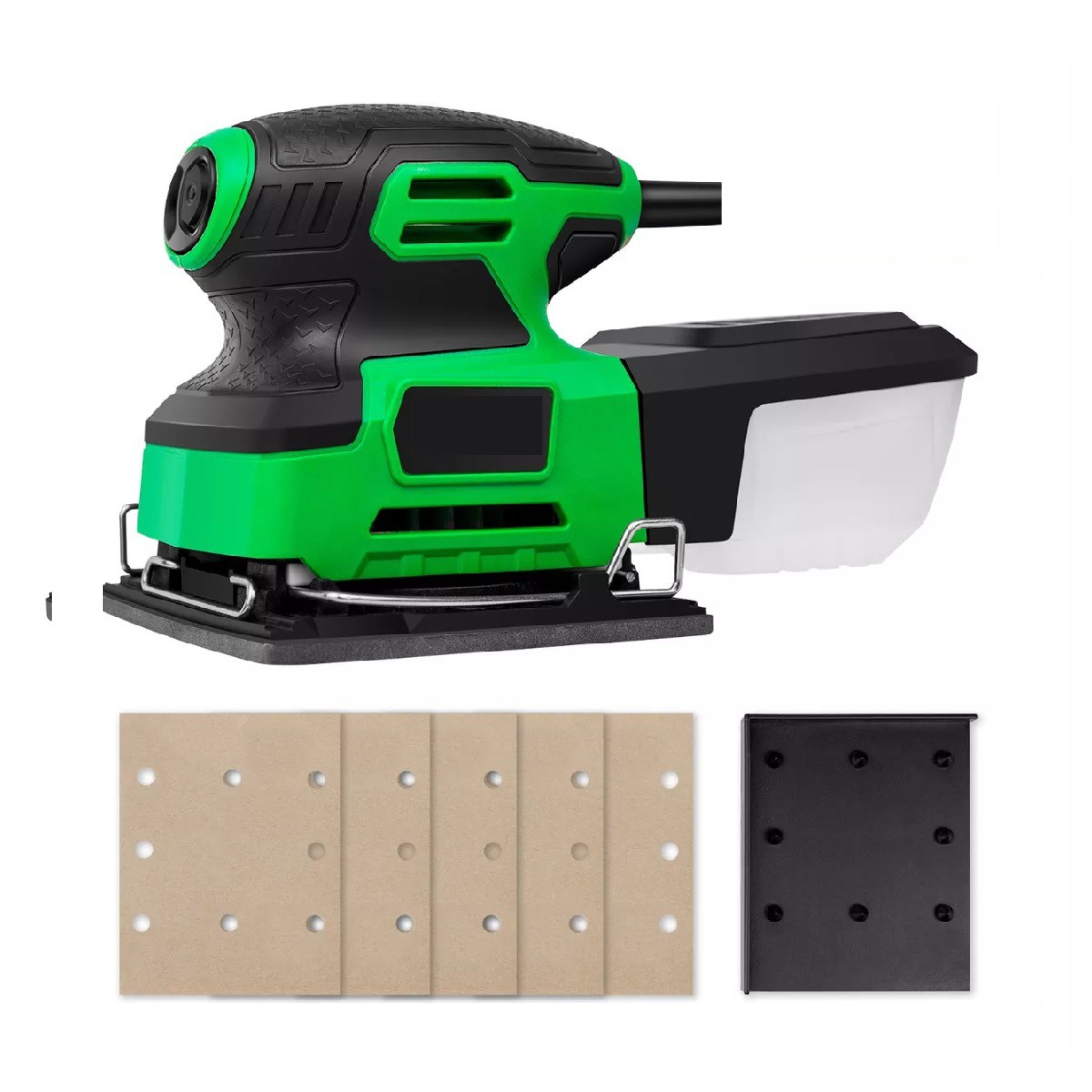 Lijadora profesional orbital negro y verde 300W 127V. image number null