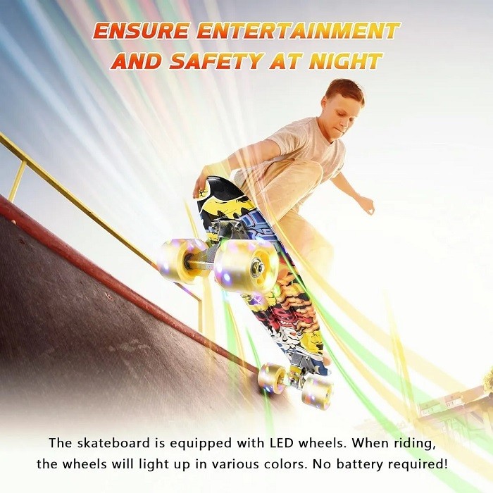 Skateboard Patineta Con Ruedas Transparentes Con Luz image number null