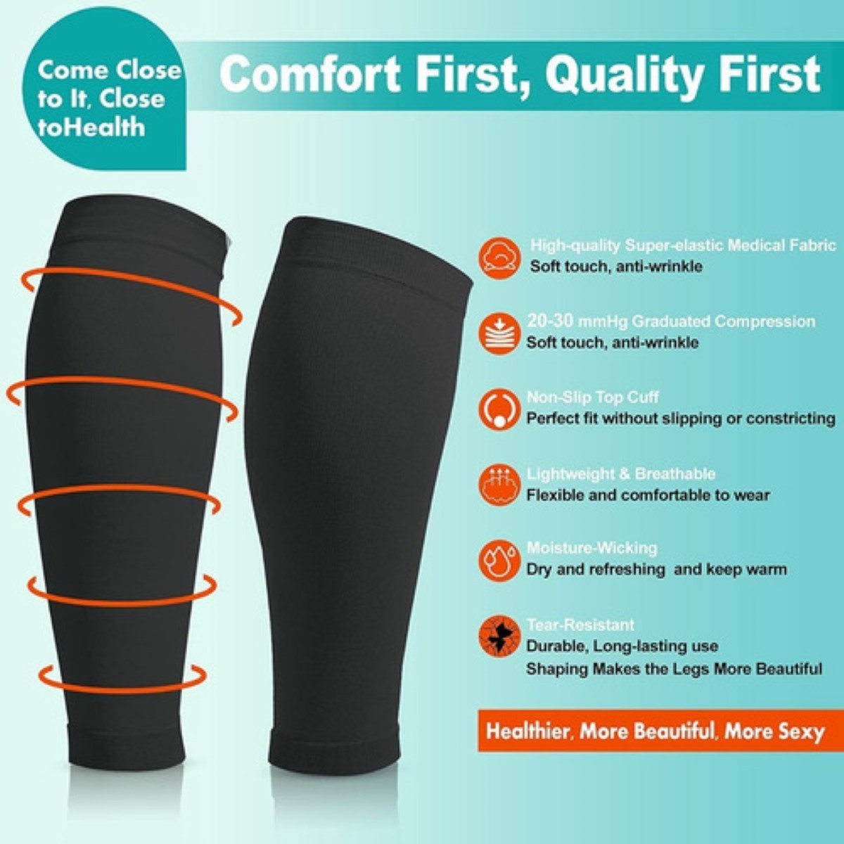 Medias Calcetines De Compresion Venosa Pantorrillas Hombre Color de piel image number null