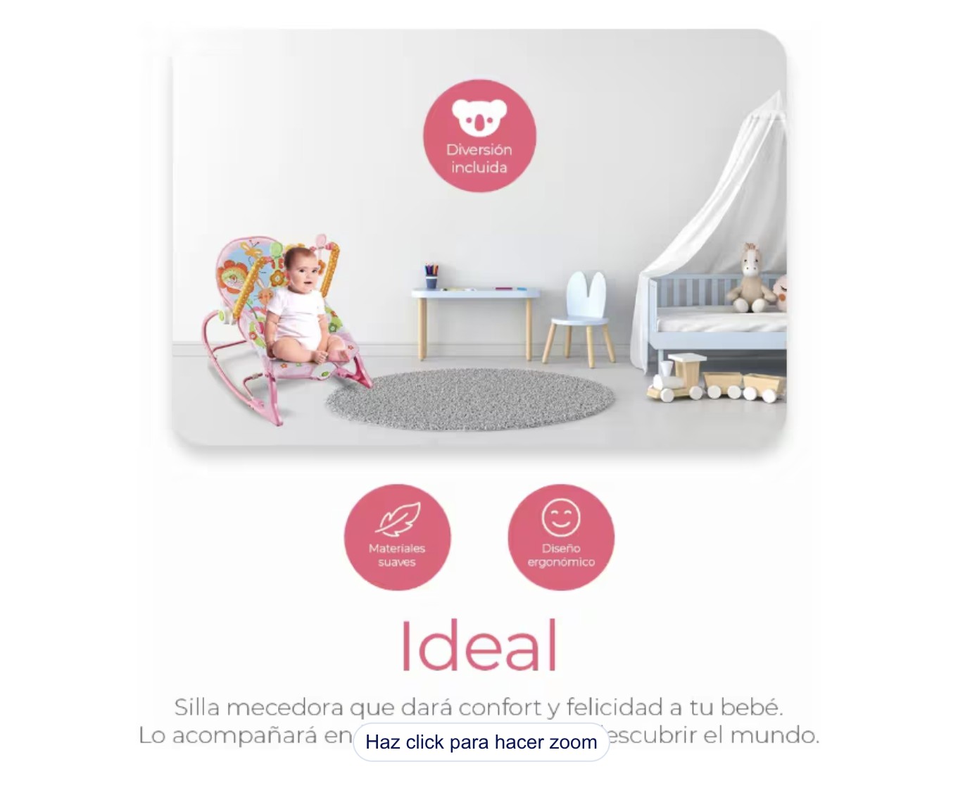 Silla Vibradora para Beb&eacute; Modelo Rosa image number null