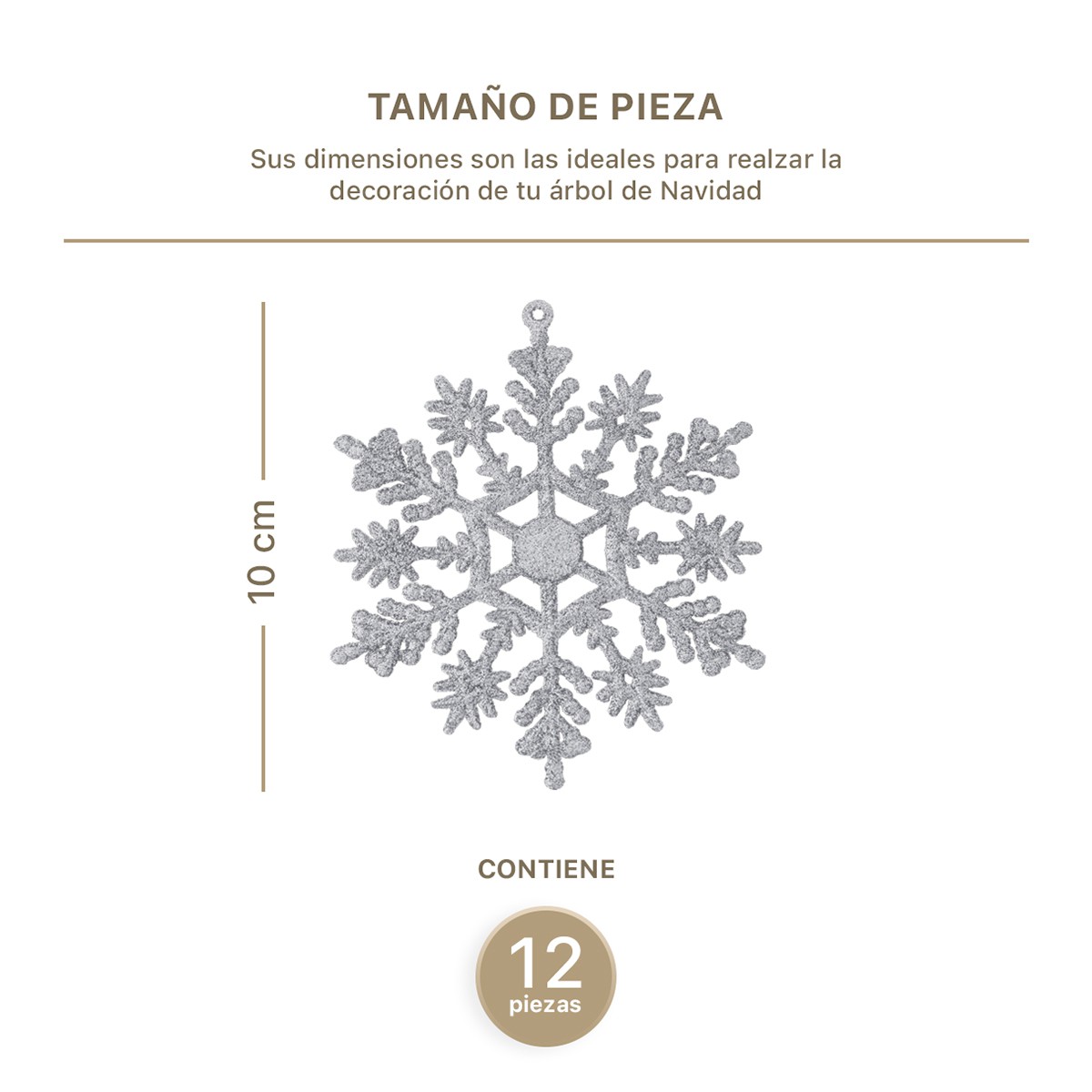 Decoraci&oacute;n Navide&ntilde;a con Adornos para &Aacute;rbol de Navidad (Copo Plateado) ESQUIMAL. image number null