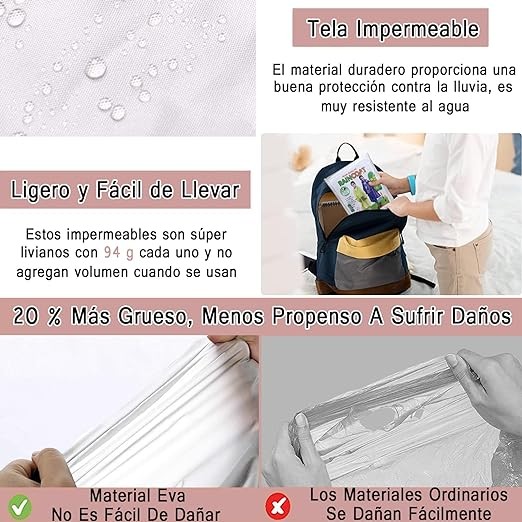 Poncho de Lluvia, Poncho de Lluvia para Ni&ntilde;os,Chubasqueros Impermeable, Reutilizable EVA Ponchos Impermeables Chaquetas Capa Lluvia con Capucha Adecuado. image number null