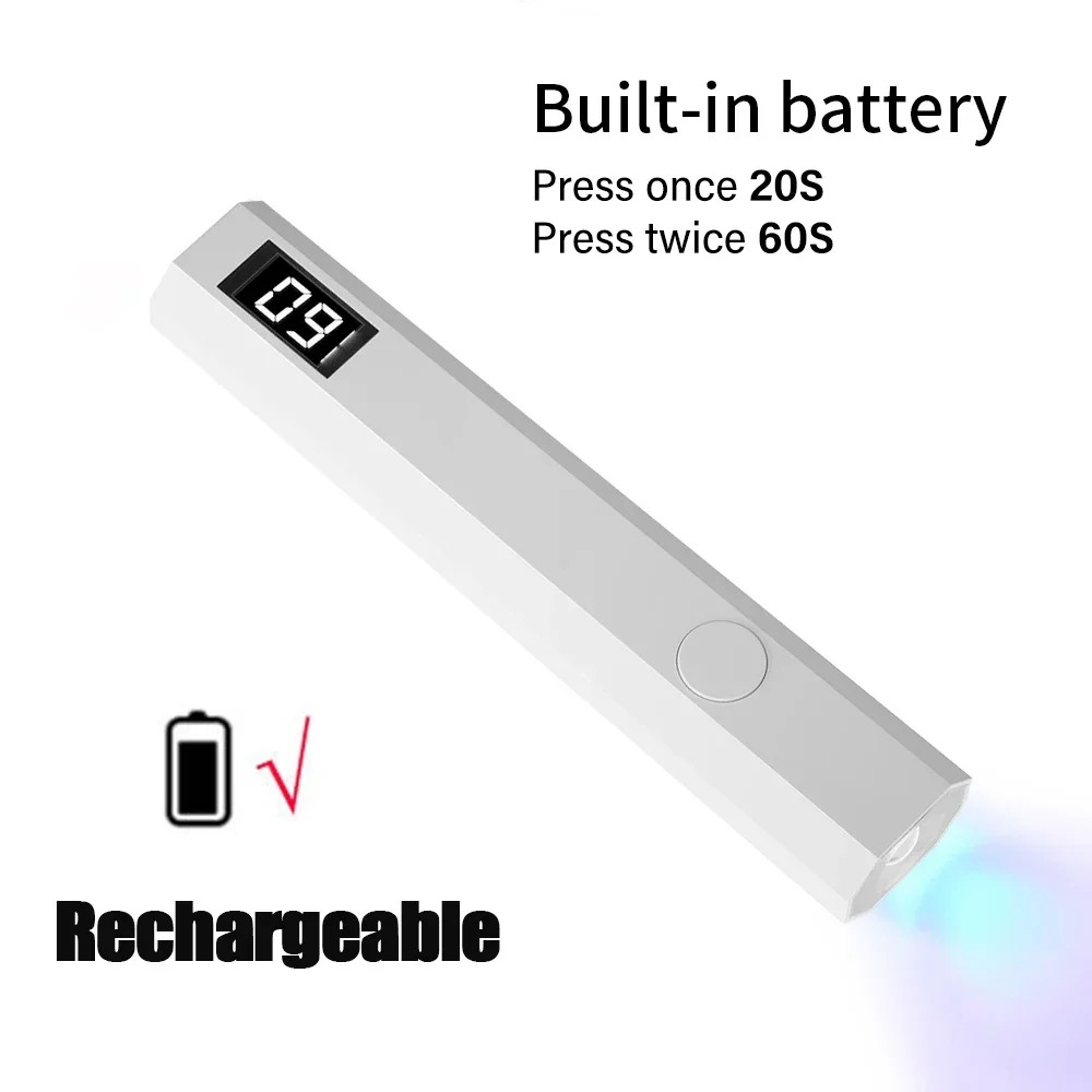 L&aacute;mpara UV LED Port&aacute;til para U&ntilde;as | Secadora de Mano Recargable USB | Curado R&aacute;pido Gel con Pantalla Digital image number null