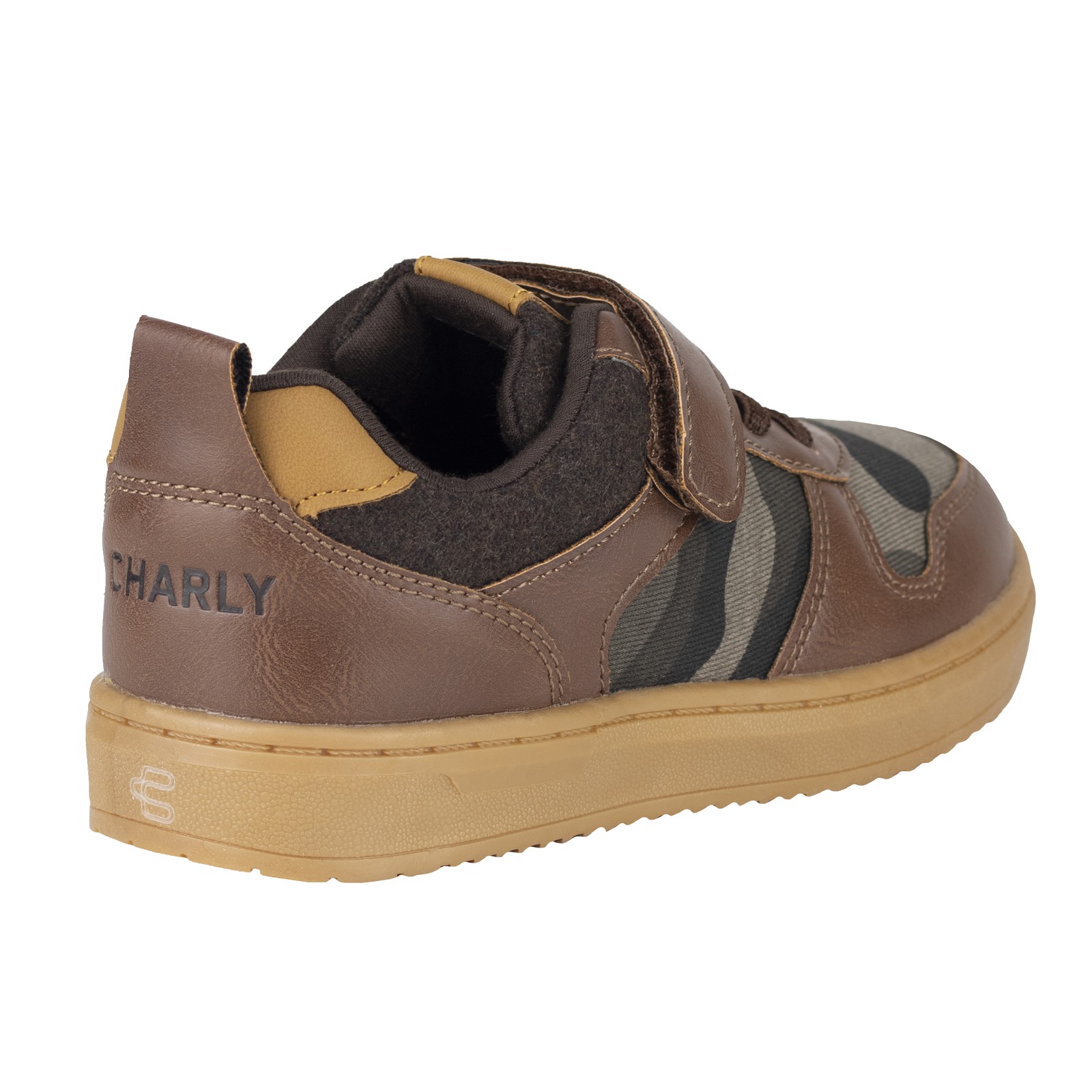 Tenis Casual Para Ni&ntilde;o Charly Kids Original 1079305 Caf&eacute; Ajuste En Velcro image number null