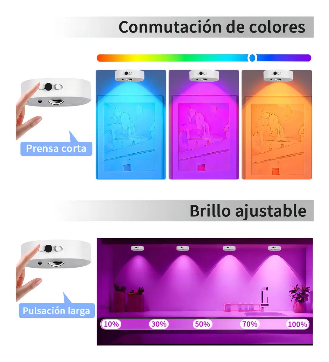 Luces con Mando a Distancia Bajo el Gabinete Inal&aacute;mbricas Blanco image number null