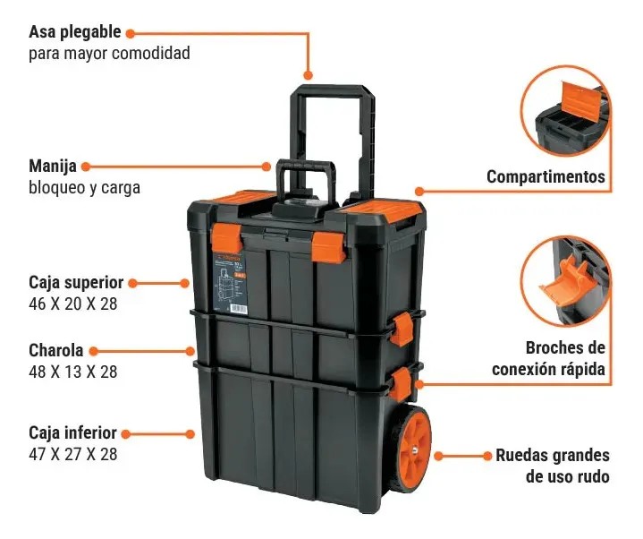 Caja Para Herramientas 19 X25 3 En 1 Desmontable Truper CHP-1925R Color Negro image number null