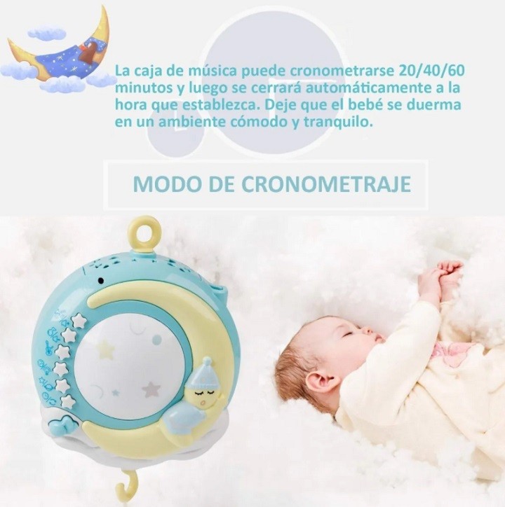 Sonaja M&oacute;vil Musical De Beb&eacute; Cuna Unisex Giratoria, Con Proyector image number null