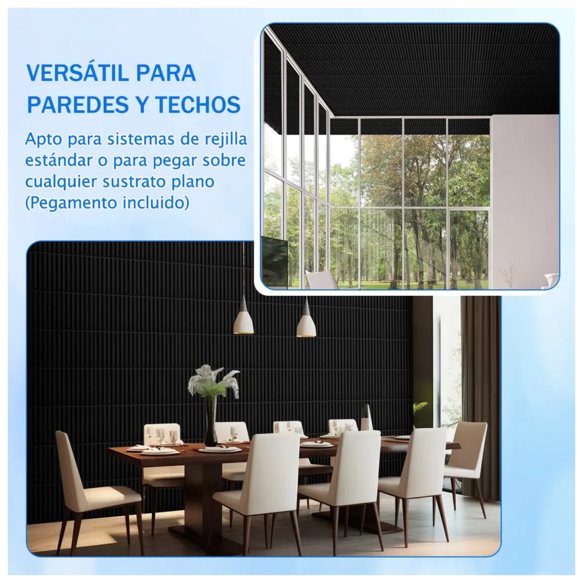 Paneles Decorativo Pared 3d Pvc Hogar 20pzas Con Pegamento Color Negro image number null