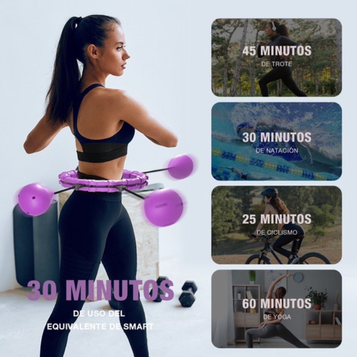 Aro Hula Hoop Entrenador Abdominal de Cintura Violeta image number null