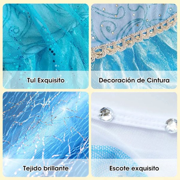Vestido De Princesa De Elsa, Disfraz De Frozen Dise&ntilde;o para Ni&ntilde;a, Ropa De Halloween, Fiesta De Cumplea&ntilde;os o Cosplay image number null