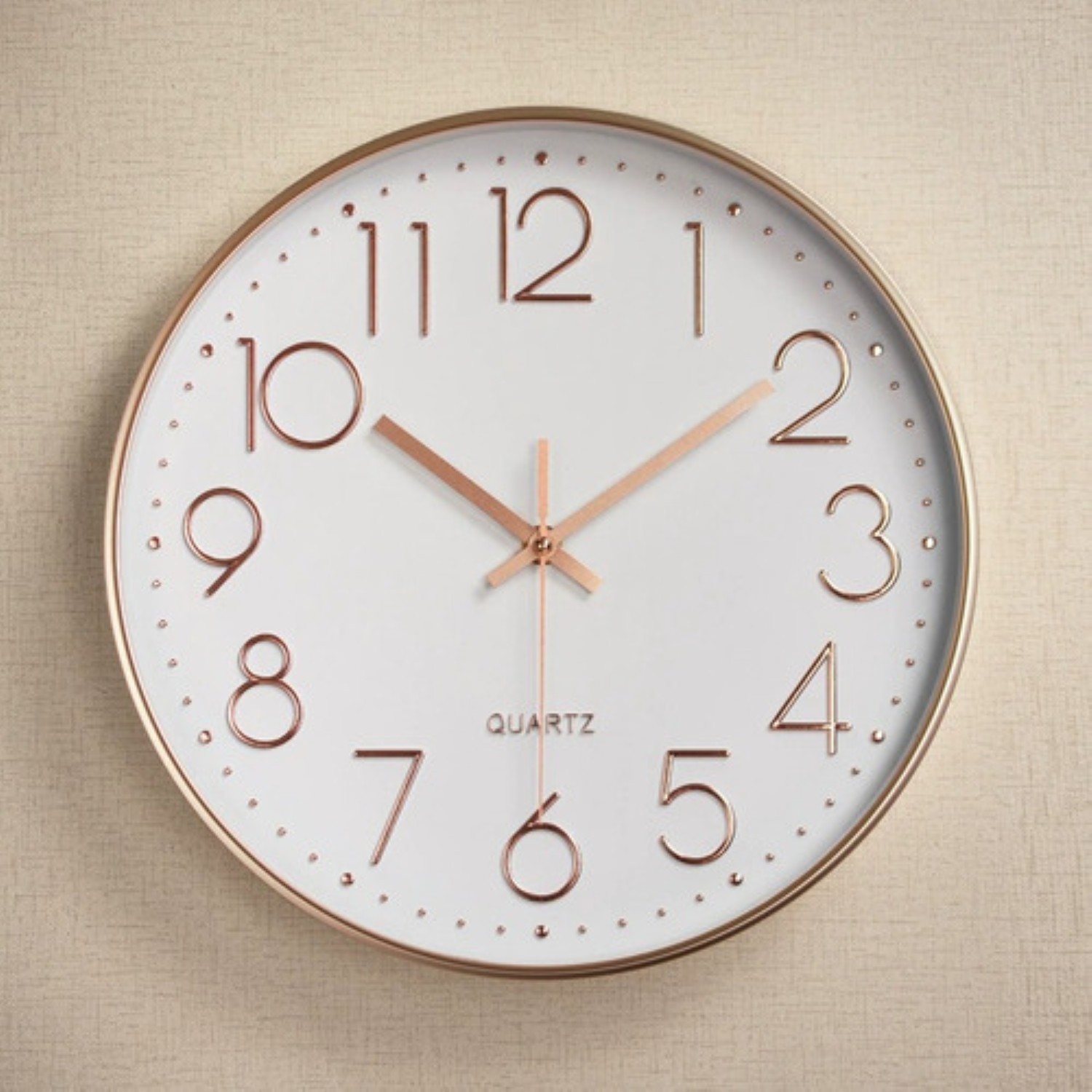 Reloj De Pared 3d Moderno 30 cm Blanco con rosa Gold image number null