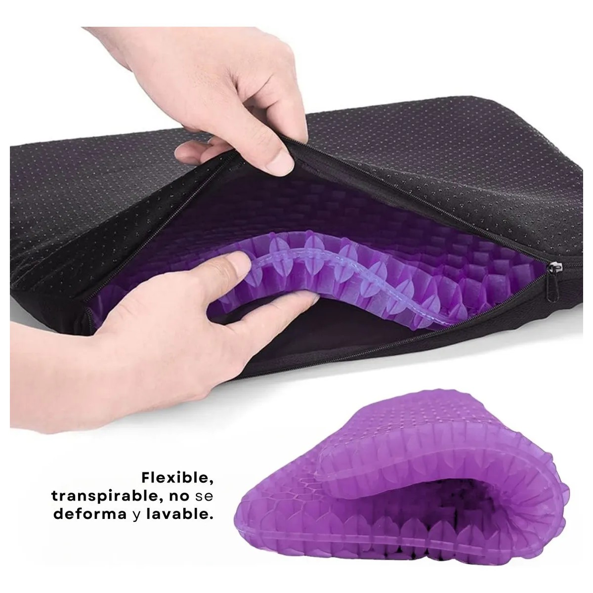 Cojin Gel Silicon Panal Color Morado Dise&ntilde;o de la tela Lisa image number null