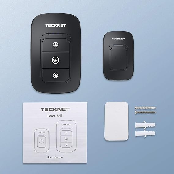 TECKNET Timbre inal&aacute;mbrico, timbres de aula, f&aacute;cil instalaci&oacute;n, volumen ajustable, rango de 1300 pies con 38 campanas image number null