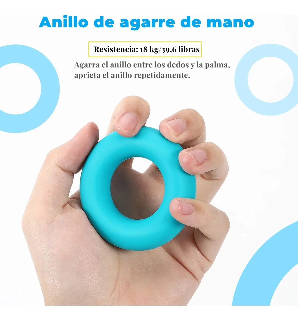 Fortalecedor Mano Agarre Ejercitador Dedos Ajustable, 5en1 AZUL CON NEGRO image number null