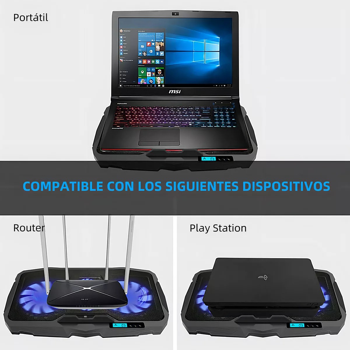 Base Enfriadora Laptop Ajustable 4ventiladores 6velocidades image number null
