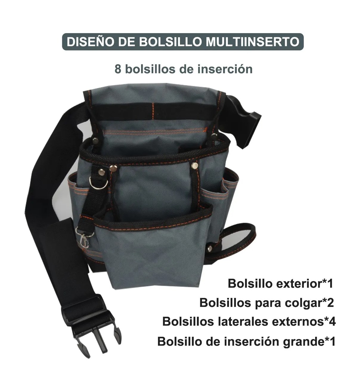 Cintur&oacute;n De Herramientas Malubero De Electricista/bolsas Herramientas Gris image number null