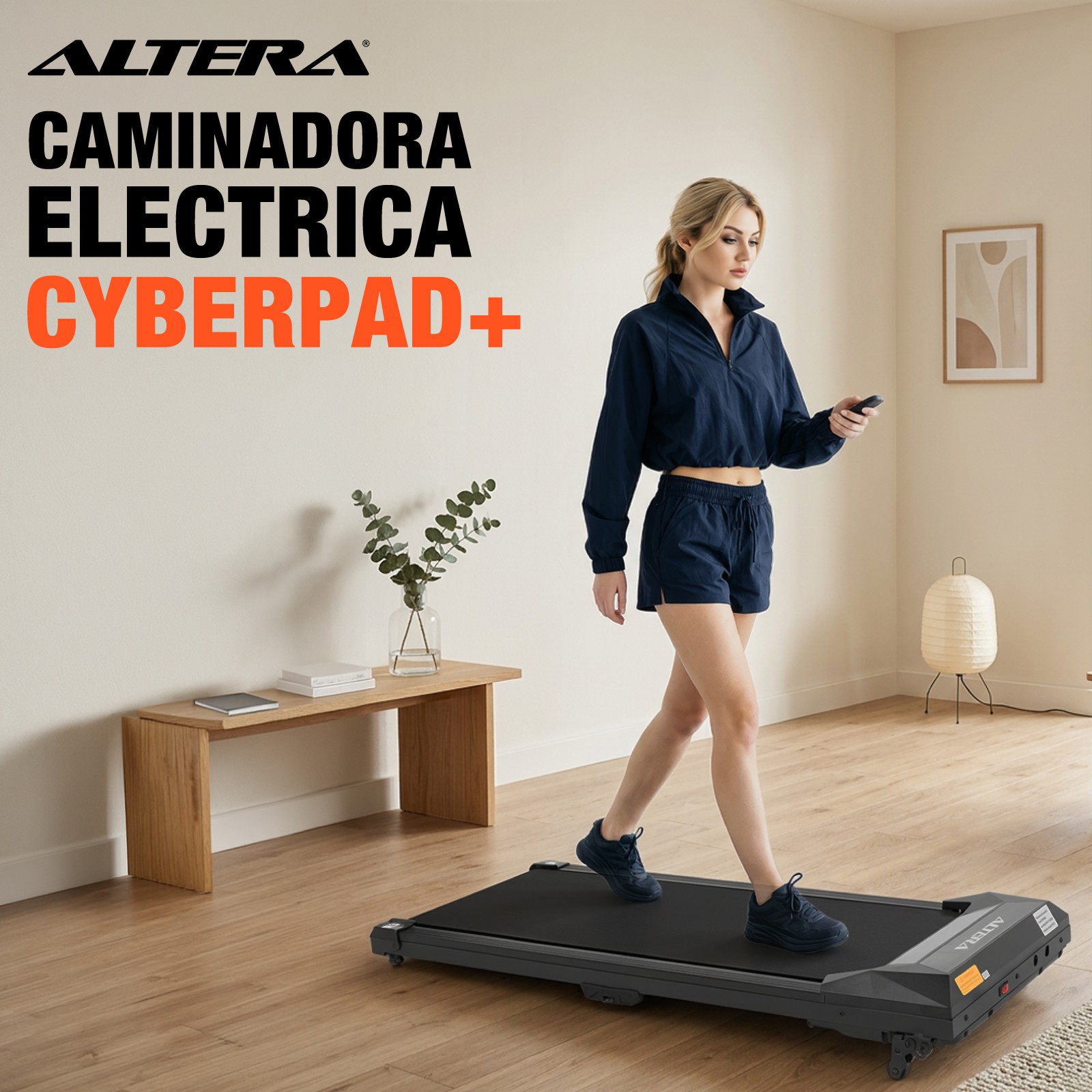 Caminadora El&eacute;ctrica Altera CYBERPAD+ Compacta, Silenciosa y con Bluetooth para Casa u Oficina image number null