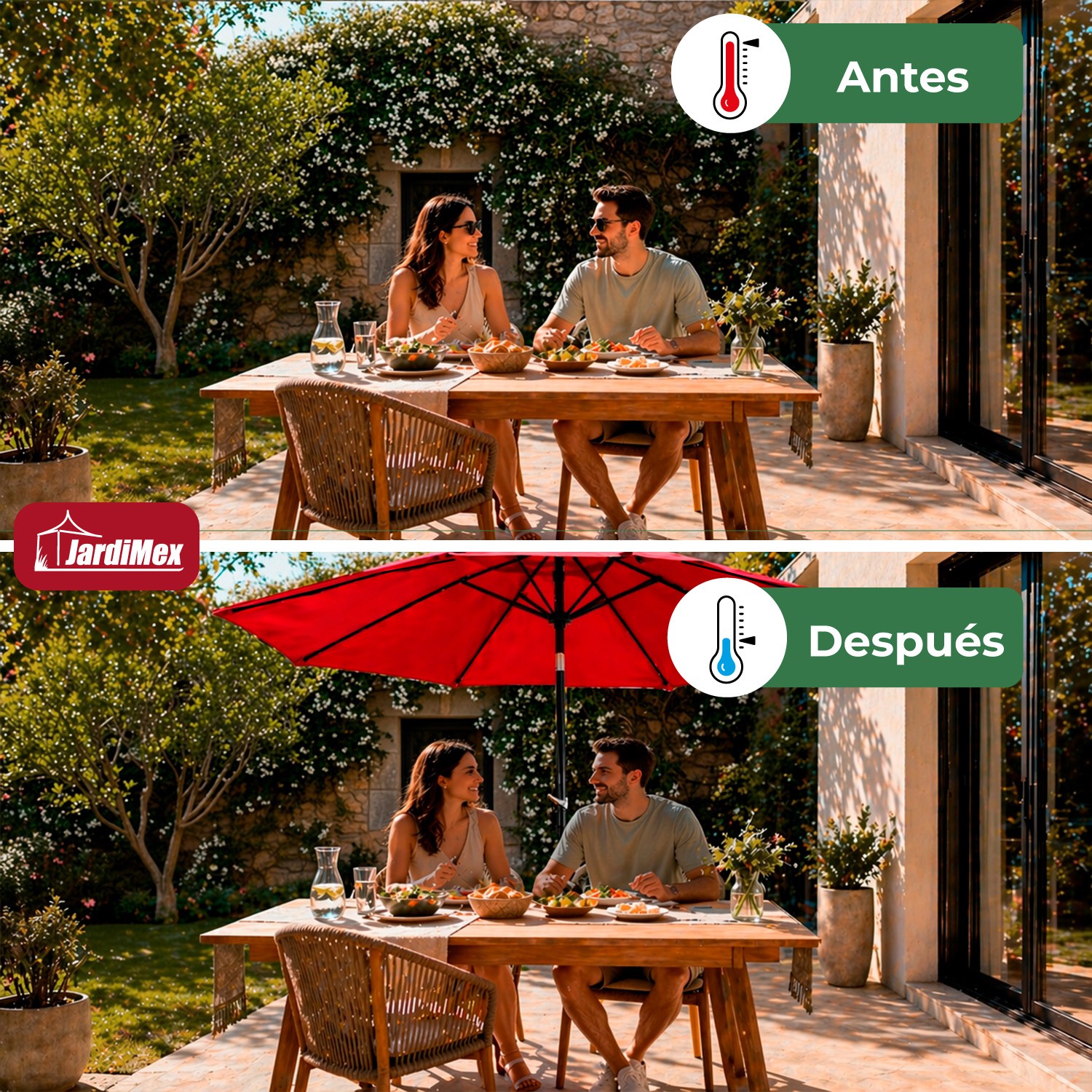 Sombrilla Jardin Playa Sol Angulo 2,70 m Diametro Exterior Roja image number null