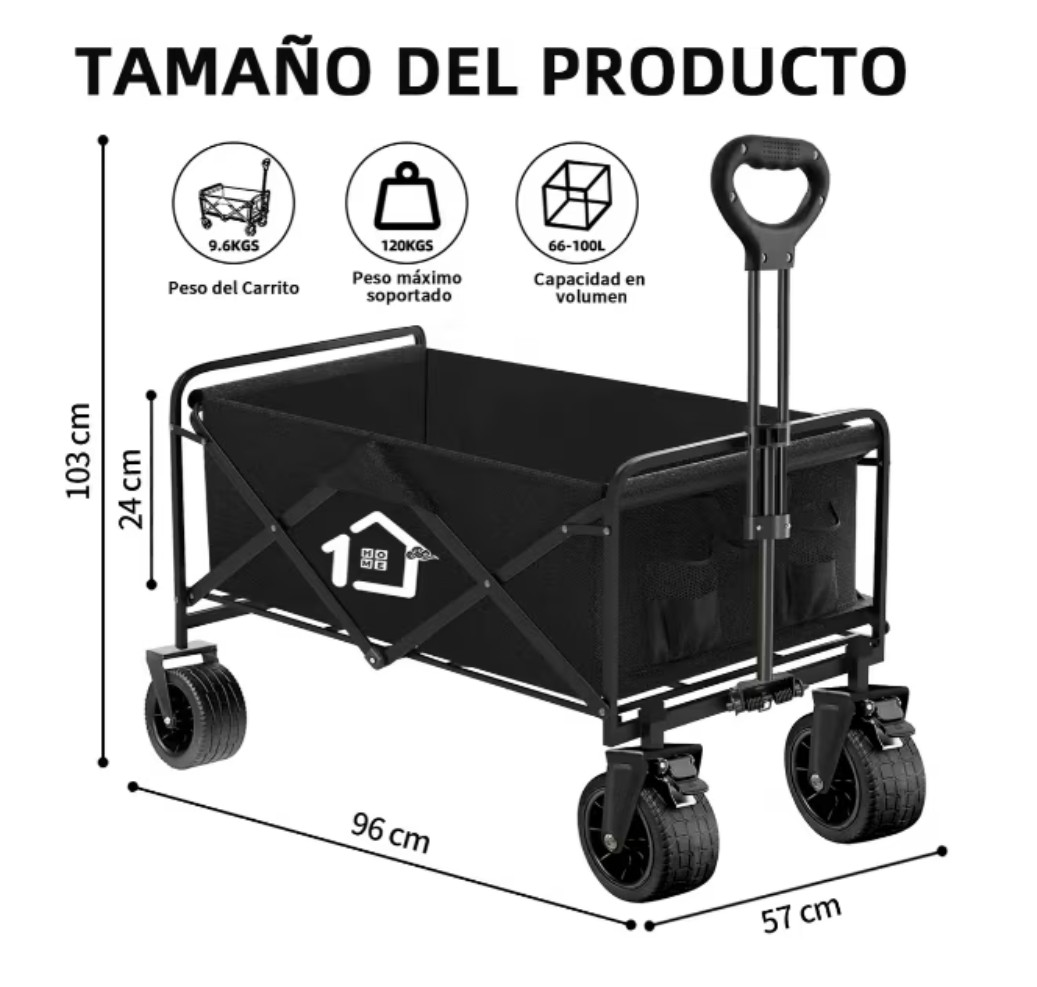Carrito Plegable De Carga Modelo Negro image number null