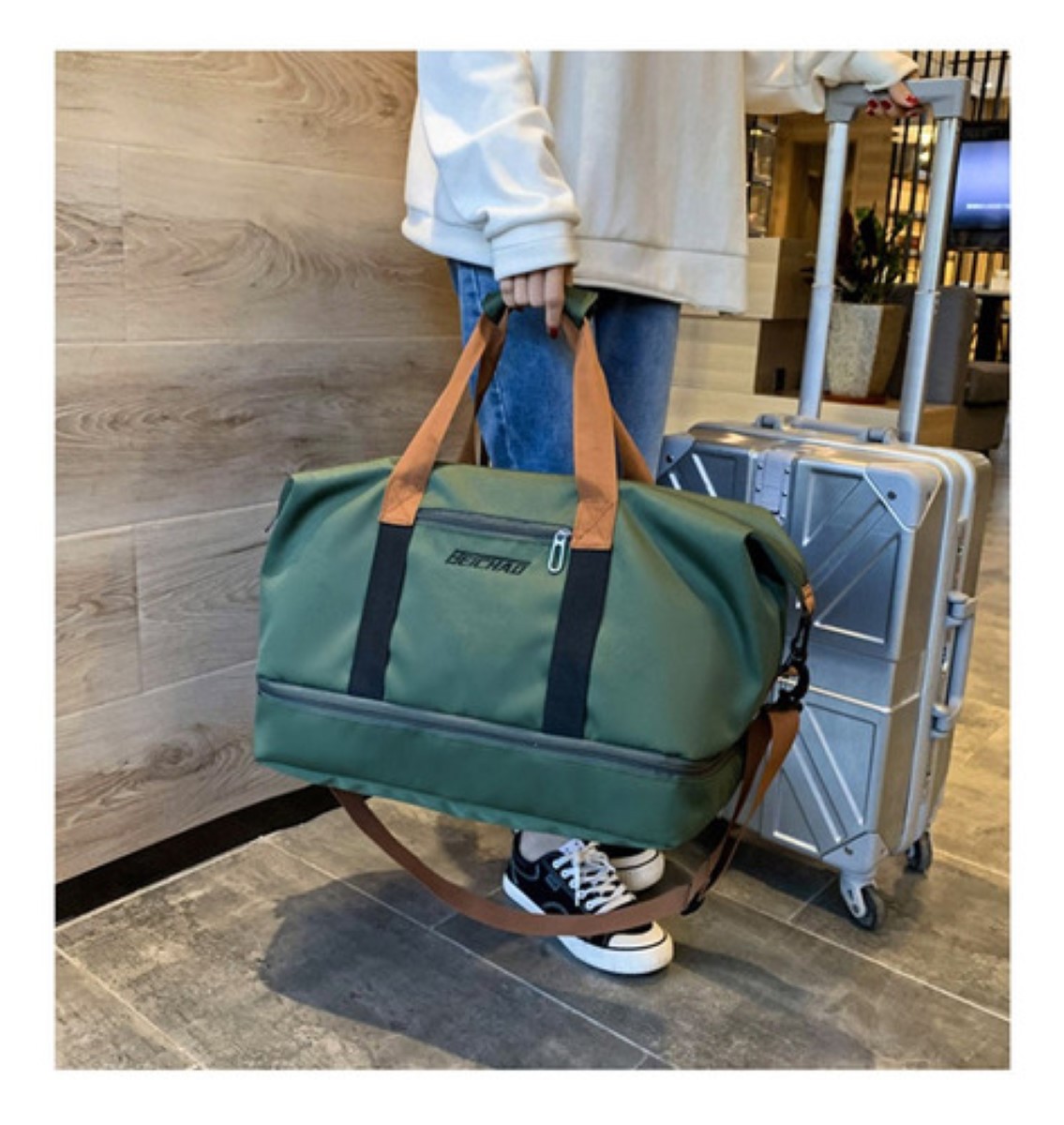 Maleta Deportiva Bolsa Gym Viaje Mochila, Verde Militar image number null