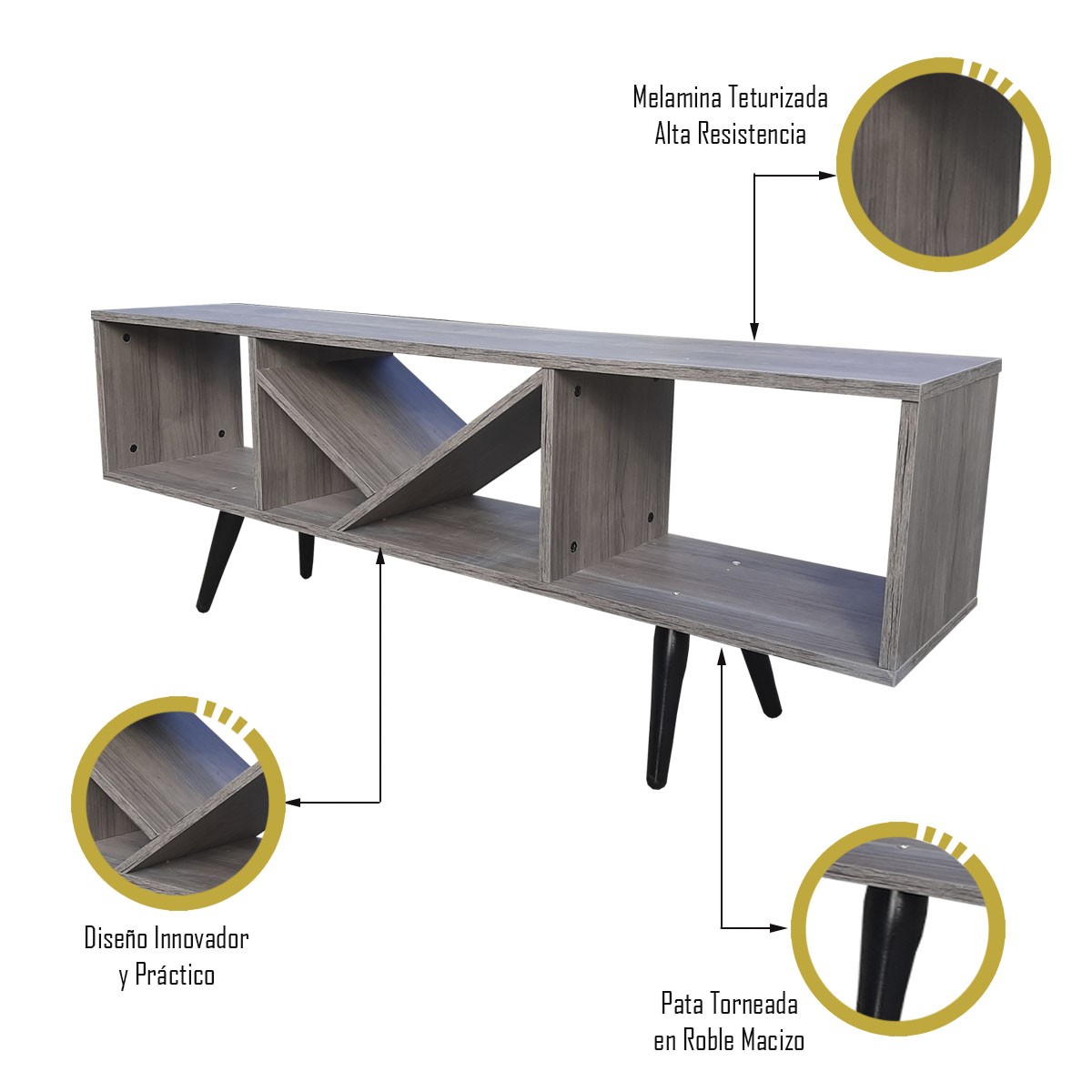 Rack Centro De Entretenimiento Smart Hogare, Para Tv 55 Inteligente y Moderno Gris Storm image number null