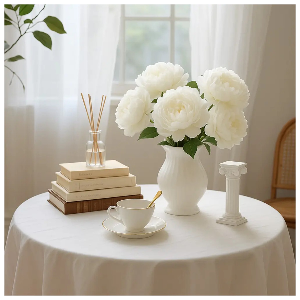 Ramos Flores Peonias Artificiales 3 Piezas Color Blanco image number null