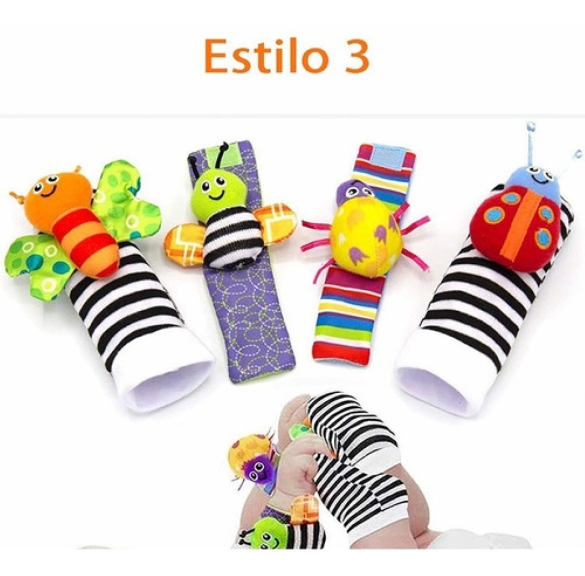 Sonajas Para Bebe Calcetines Juguete Estimulaci&oacute;n Temprana 4 Estilo 3 image number null