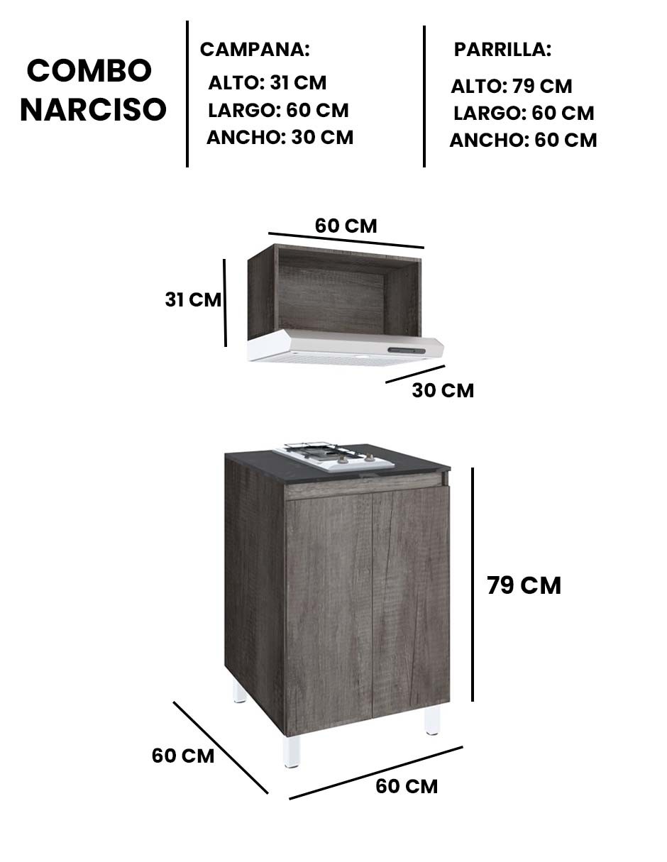 Gabinete Inferior Y Alacena De Cocina NARCISO Con Parrilla image number null