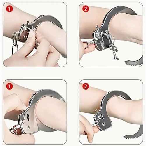 Esposas Policiales Tacticas Metal Doble Seguro Lo Mejor, 2 pcs Plata image number null
