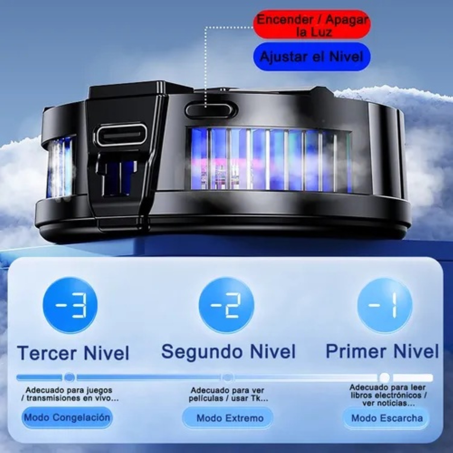 Ventilador Para Celular Con Led Enfriador De Celular Usb Blanco image number null