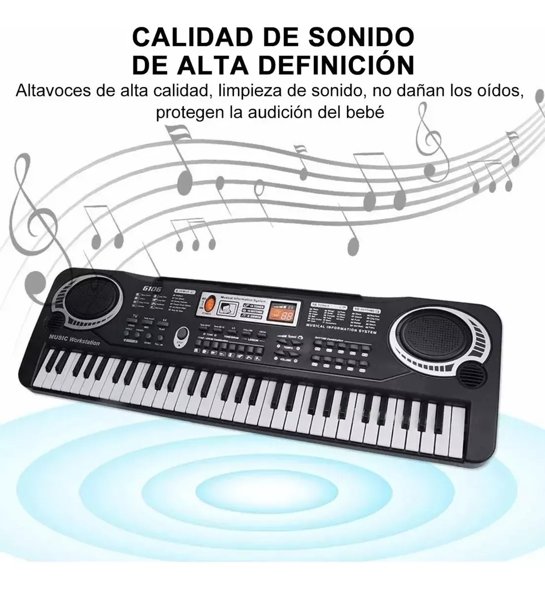 61 Teclado Piano Digital 61 Teclados Piano Para Ni&ntilde;os Con Micr&oacute;fono,teclados Musicales Para Ni&ntilde;as Ni&ntilde;os,color negro image number null