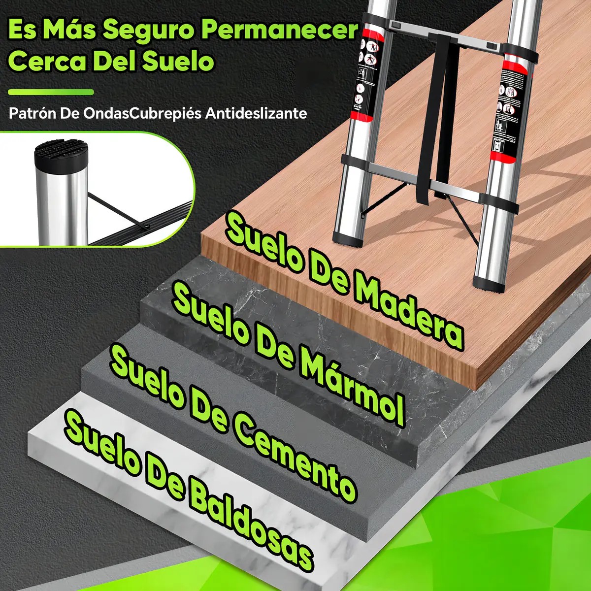 Escalera Telesc&oacute;pica de Acero Inoxidable Recta BOWOSHEN Escalera Telesc&oacute;pica Port&aacute;til image number null